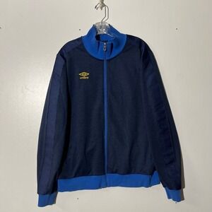 Umbro Mens Full Zip Track Jacket Navy Blue Yellow Logo Large M37